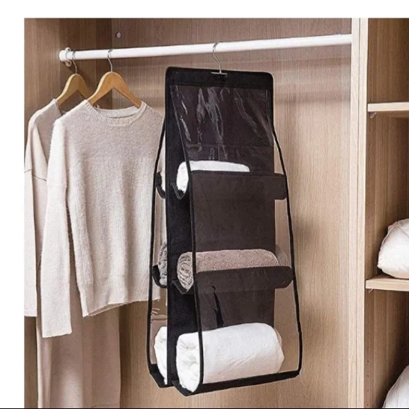 Hanging Handbag Storage Organizer 6 Pocket Double-Sided With Rotating Hook - Picture 7 of 10